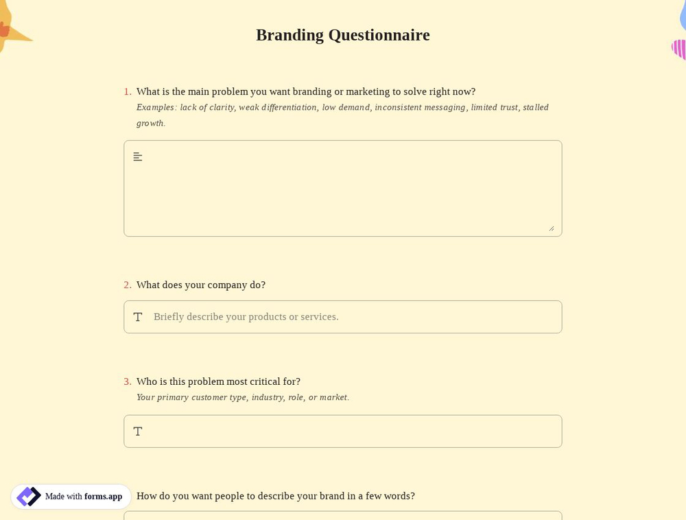 Branding Questionnaire