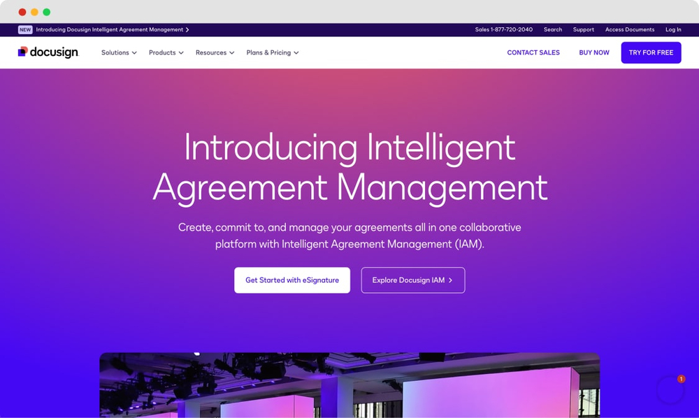 La página de inicio de DocuSign