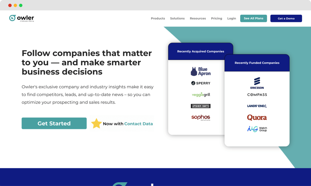 La página de inicio de Owler