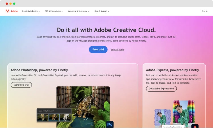 Die Homepage von Adobe Lightroom
