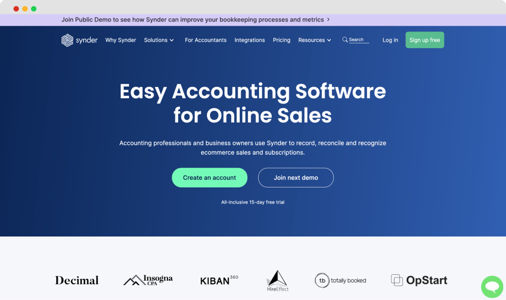 Die Homepage von Synder