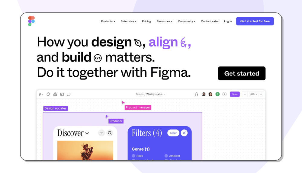 The homepage of Figma