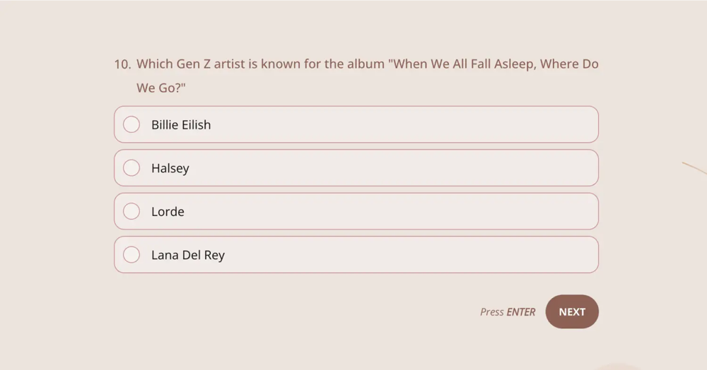 Un quiz pour la génération Z