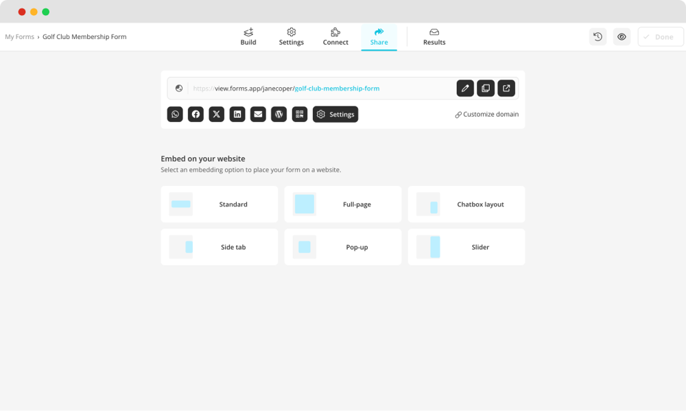 Partagez votre formulaire