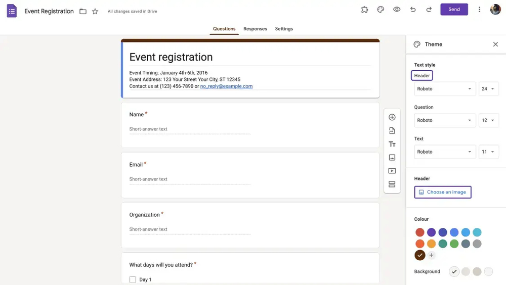 Choose a good header image for your Google form
