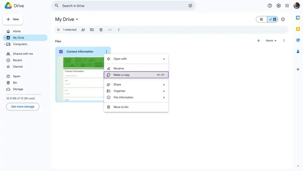 Copy your Google form
