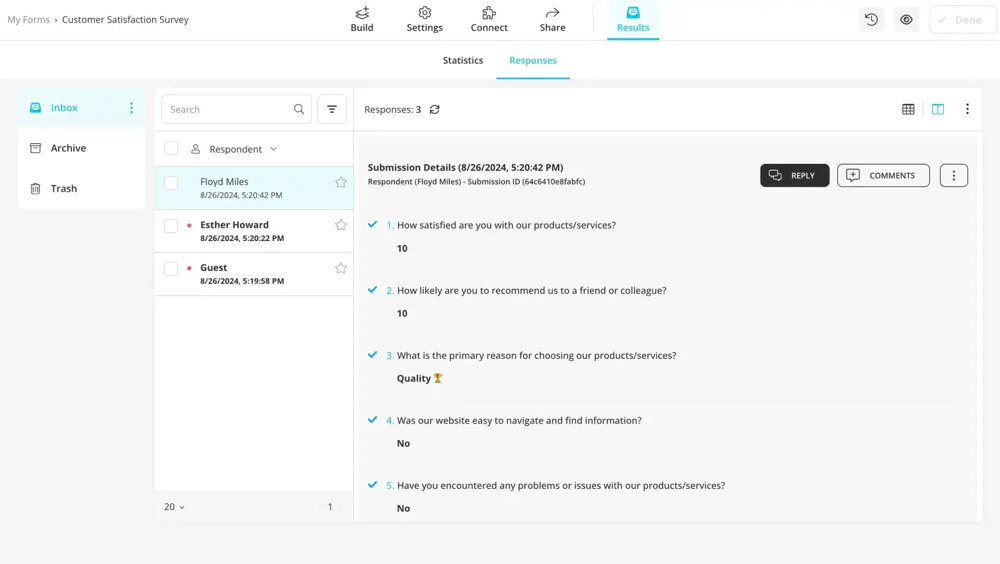 Check the results in detail