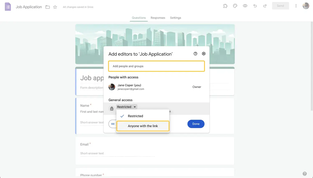 Make your form public