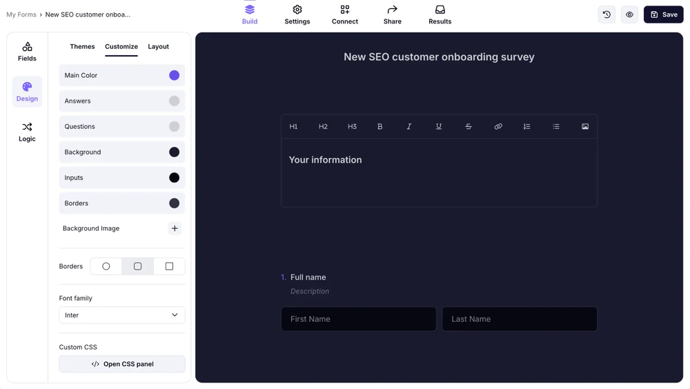 Add details &amp; customize your survey