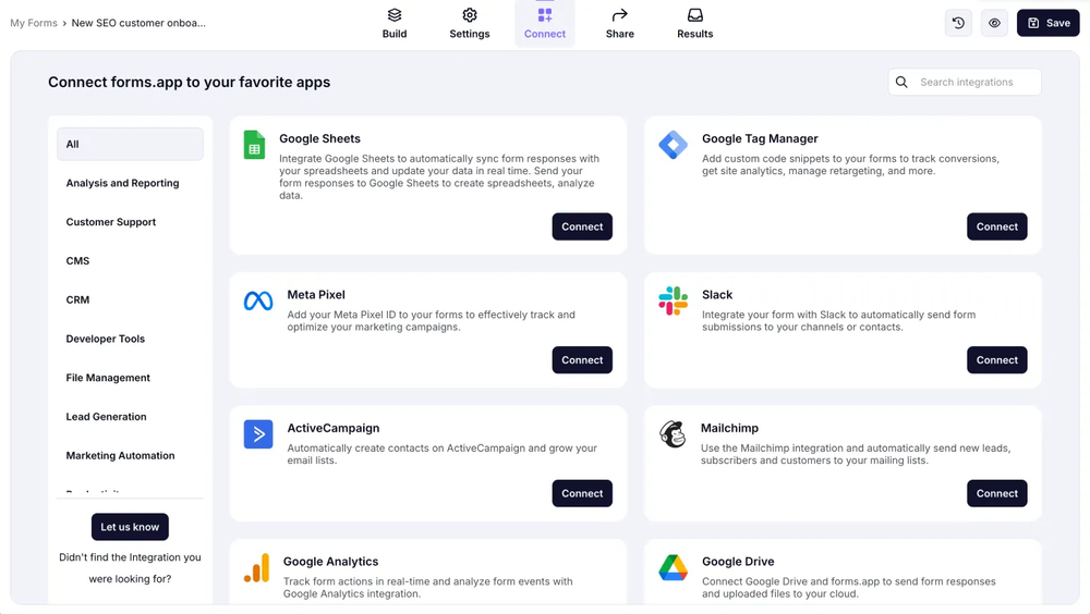 Connect your onboarding survey with other apps
