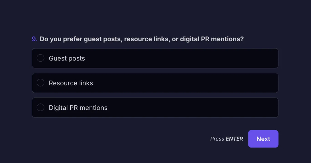 An example SEO question for link building and backlink strategy