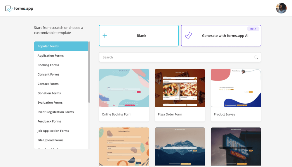 Start from scratch or generate with AI
