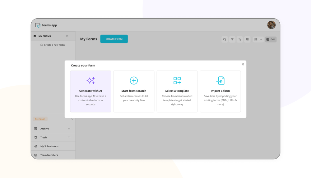 Wählen Sie eine Anfangsoption