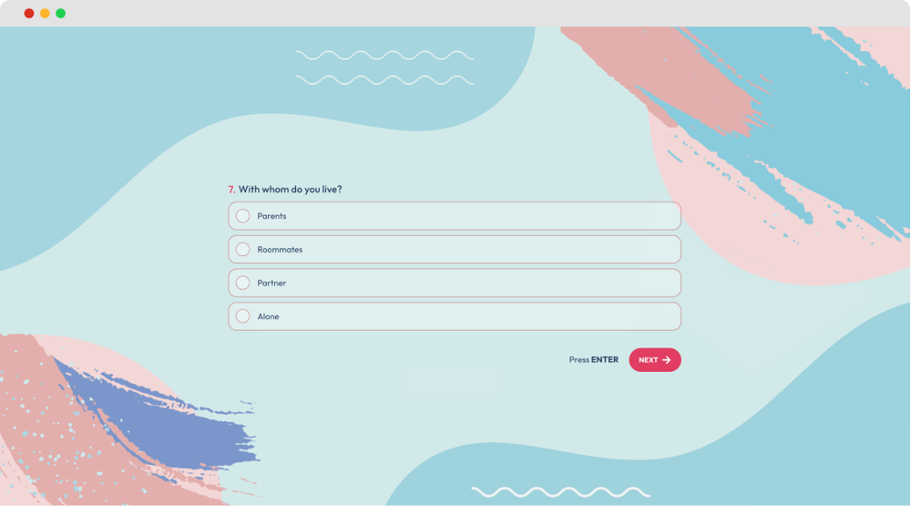 #2 question example for a quality of life questionnaire