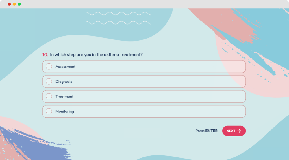 #3 question example for a quality of life questionnaire