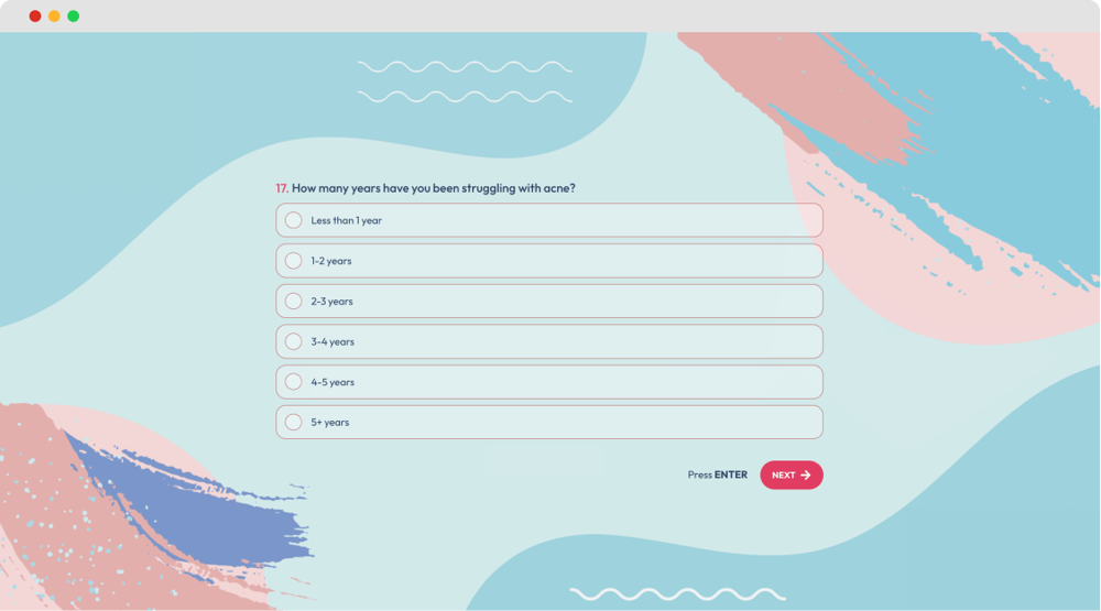 #5 question example for a quality of life questionnaire