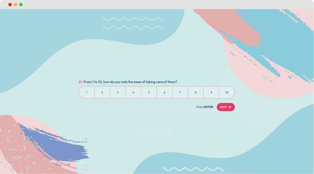 #7 question example for a quality of life questionnaire