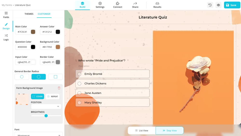 Personaliza los detalles de tu formulario