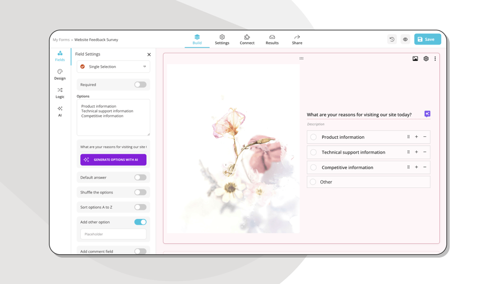 Agregando preguntas a su encuesta emergente