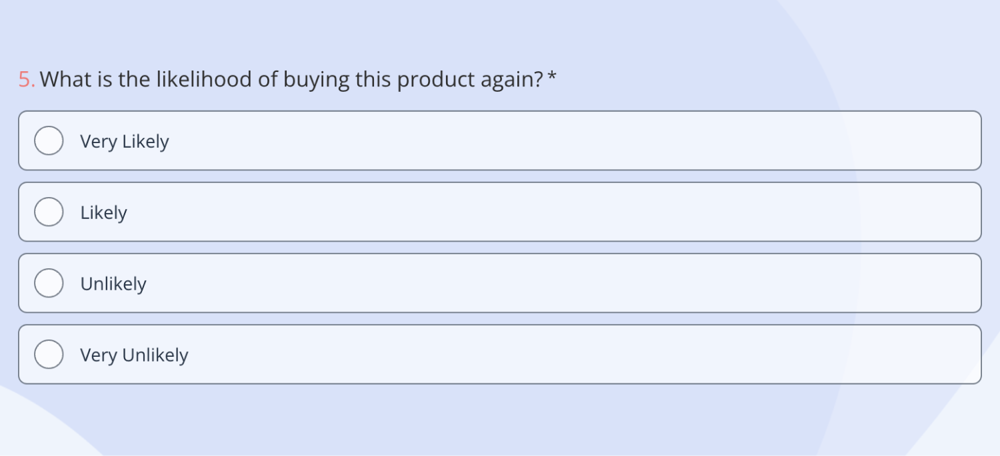 A question example about purchasing behavior