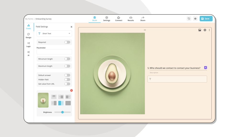 Adicione perguntas ao seu questionário de integração