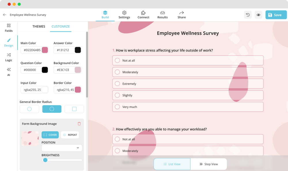Change how your survey looks
