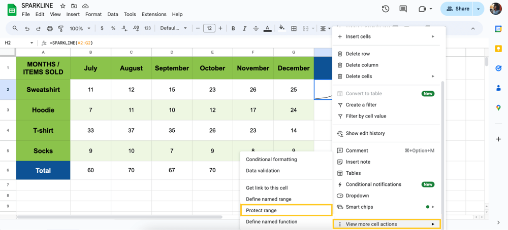 Bereiche schützen zur Kontrolle