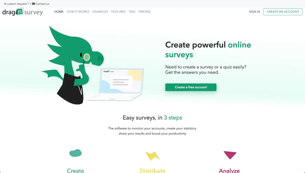 Drag’n Survey ana sayfası