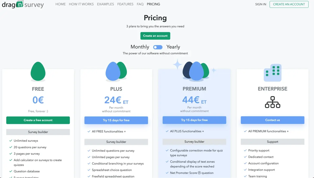 Drag’n Survey fiyatlandırması