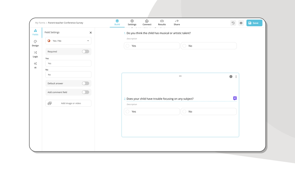 Ajouter des questions à votre sondage de conférence parents-enseignants