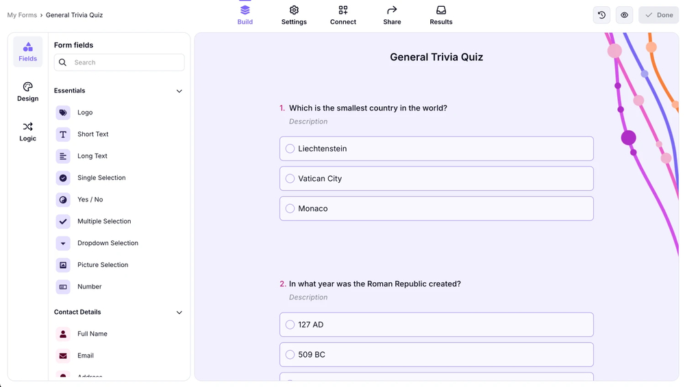 Workspace of forms.app
