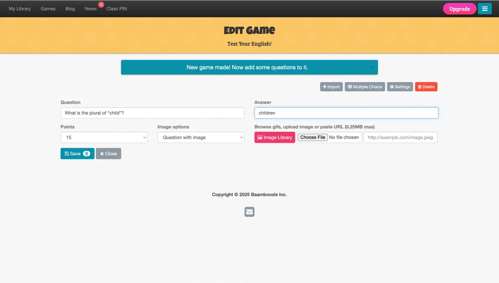 Workspace of Baamboozle