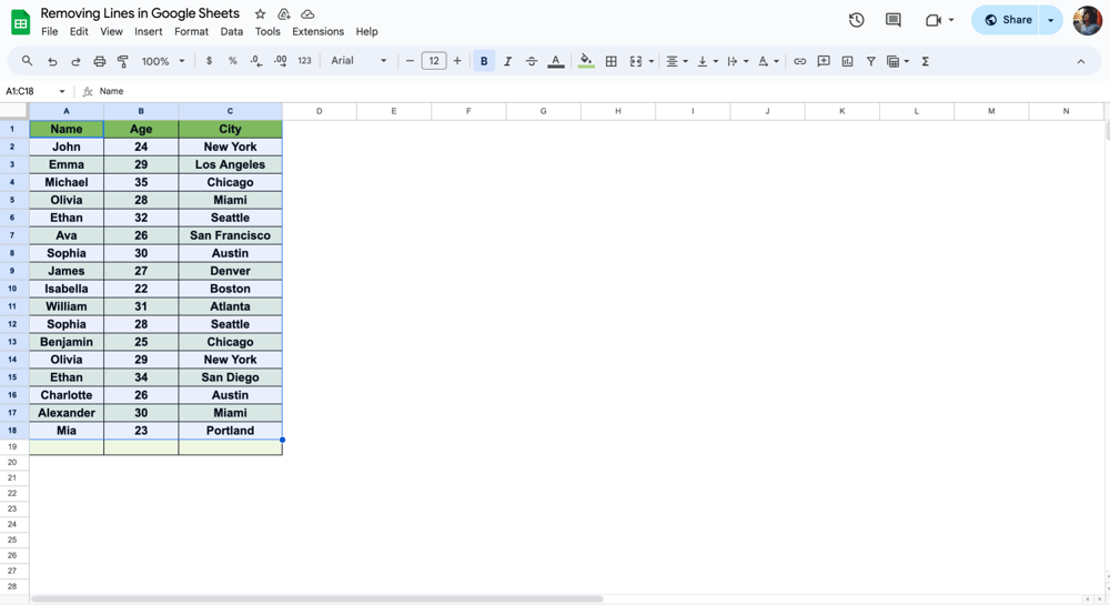 Choose all your data
