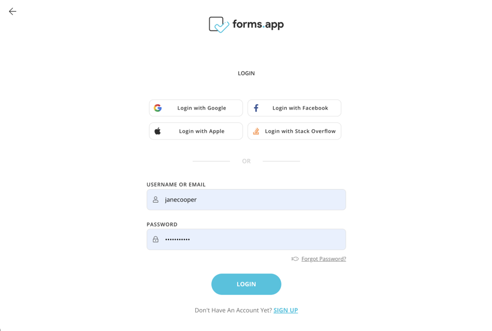 Sign in or create a forms.app account