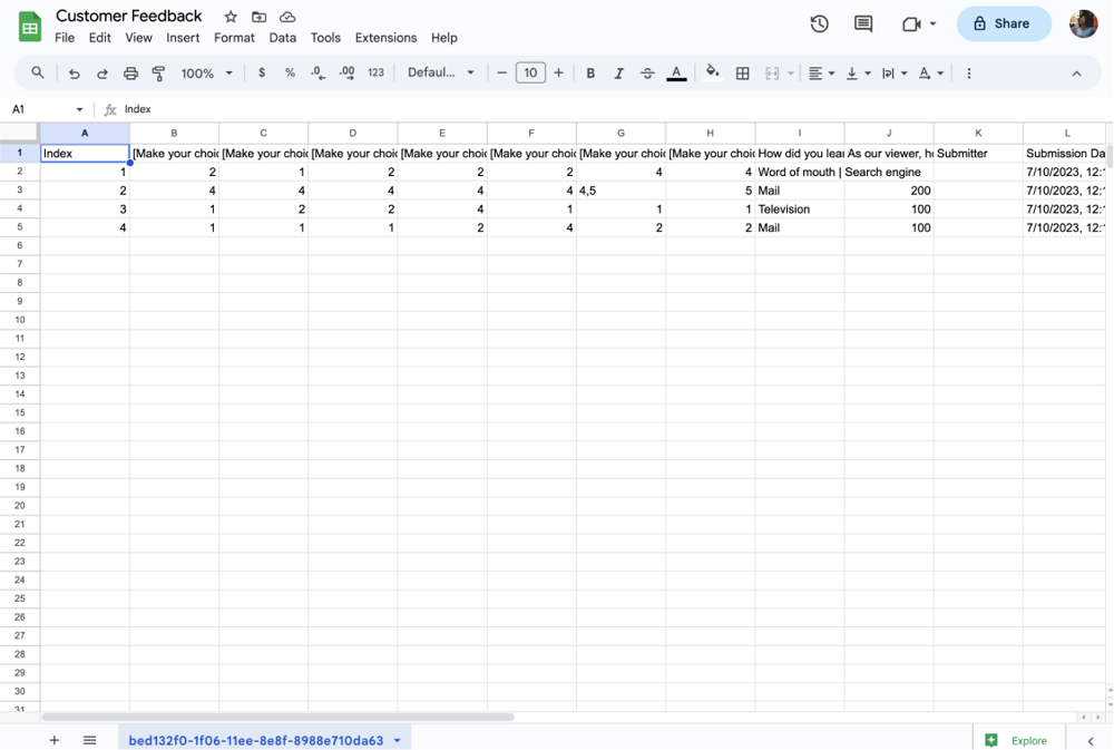 Have your questions and answers in separate columns