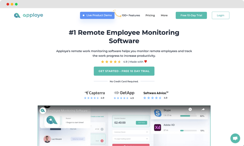Die Homepage von Apploye