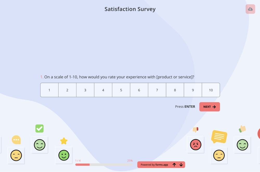 Questions examples for product and general satisfaction surveys