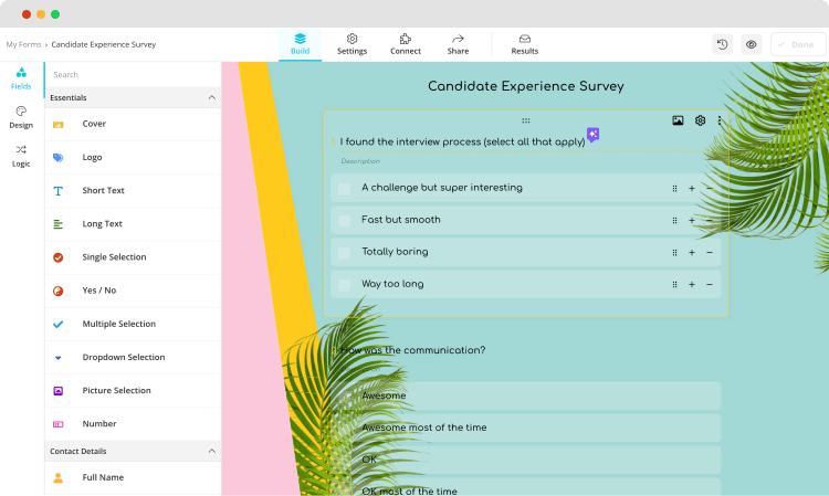 Add questions to your candidate experience survey