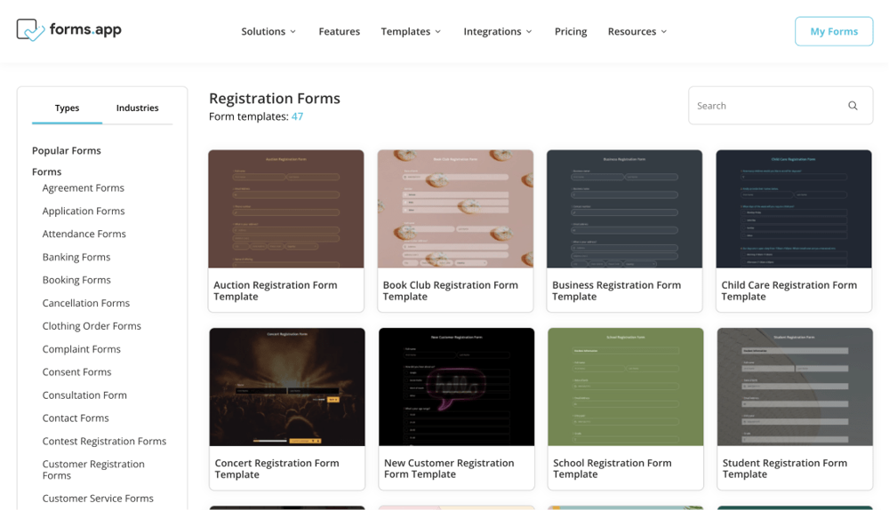 Choose a ready-made registration form template