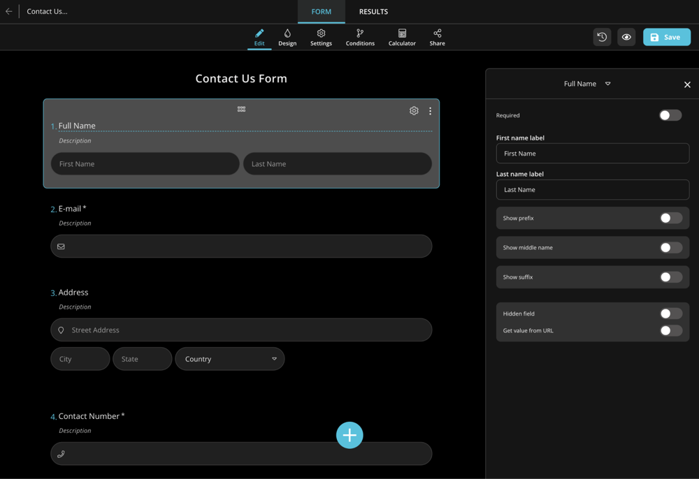 Creating online forms on dark mode