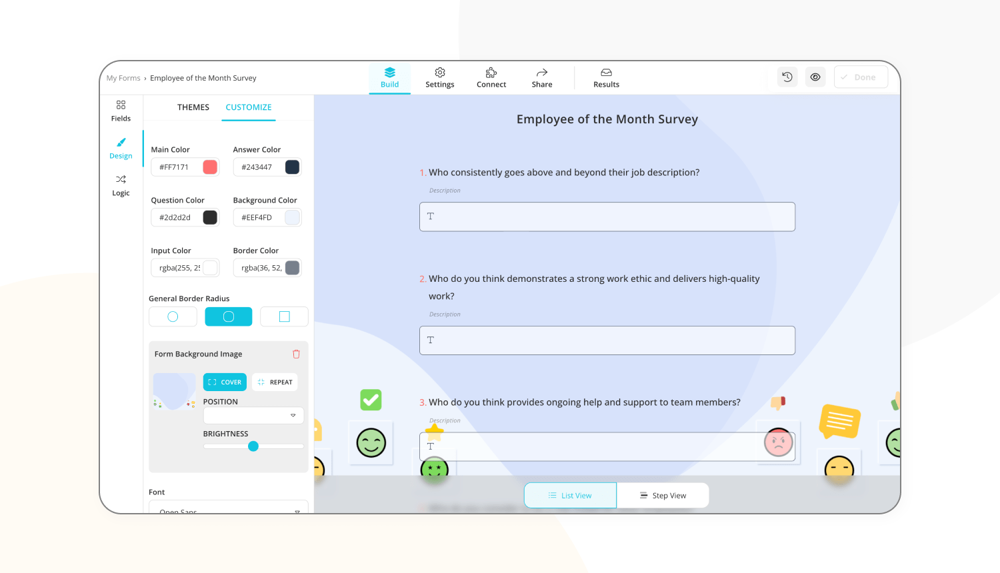 Anpassen des Designs Ihrer Umfrage