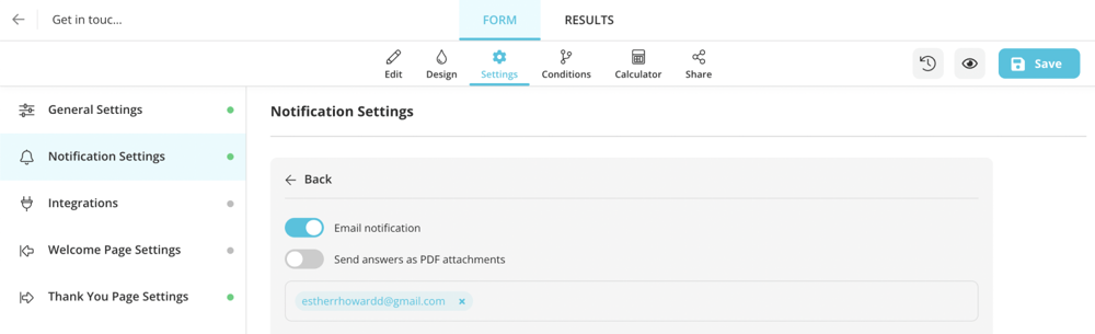 Enable email notifications