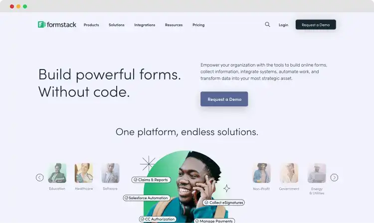 The home page of Formstack
