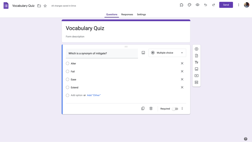 Add question to your Google Form