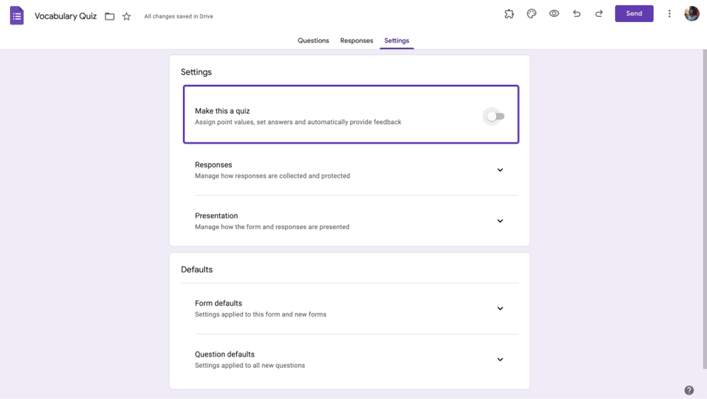 Turn your Google Form into a quiz