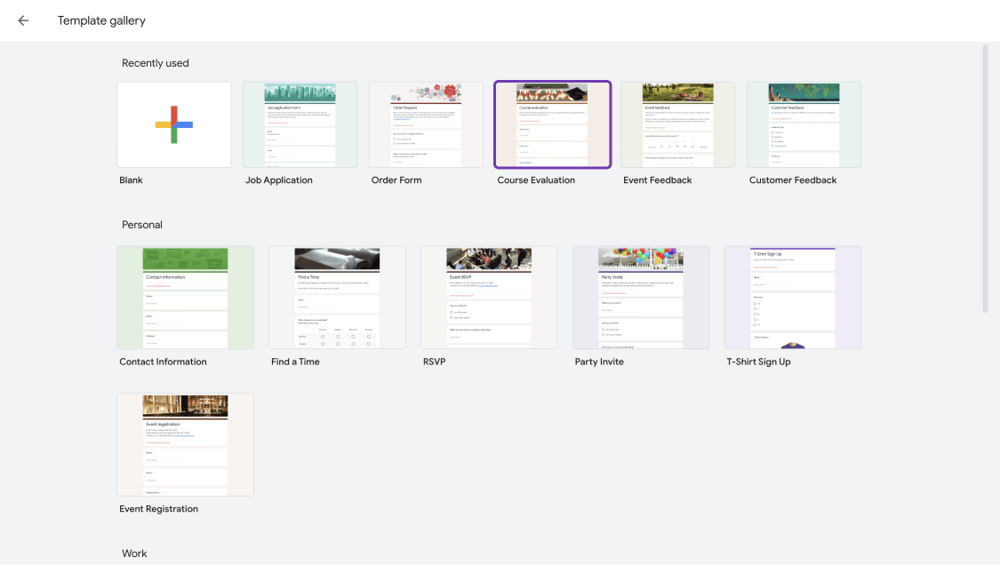 Log in and create a form to collect student feedback