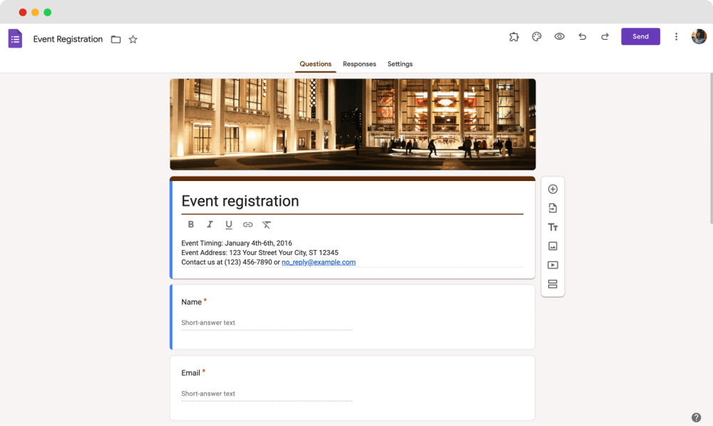 Google Forms - Modèle d'inscription à un événement