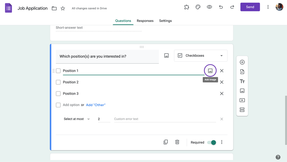 Add your logo to a question