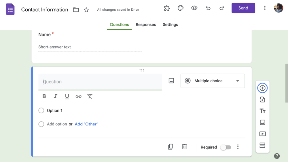 Adicione mais perguntas