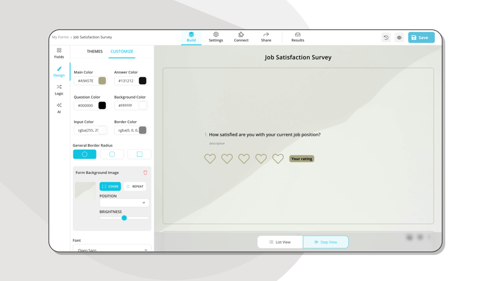 Customizing the design of your survey
